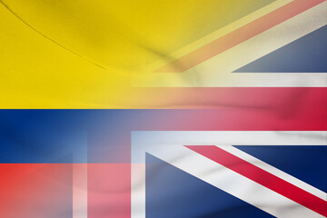 Colombia and England official flag international contract GBR COL