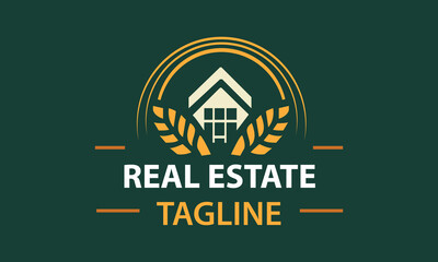 leaf with real estate logo design used for home as an icon 