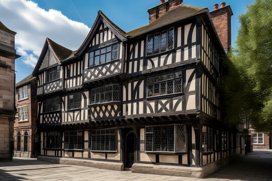 The old house, hereford with many windows Generative AI