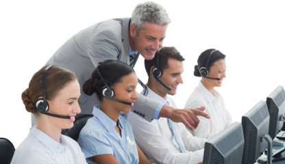 Manager checking his colleagues works 