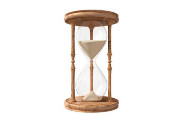 Naklejka premium Wooden hourglass flowing sand