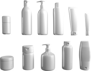 Various containers against white background