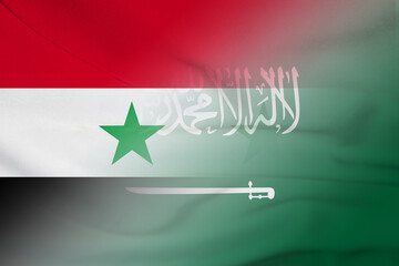 Syria and Saudi Arabia official flag transborder contract SAU SYR