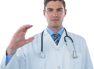 Portrait of doctor gesturing