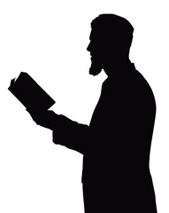 Jewish Rabi Wearing a Kippah on His Head Reading from their Bible the Tanakh