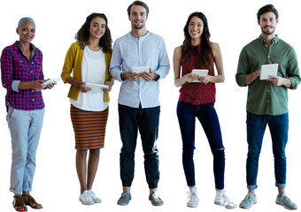 Fototapeta premium Portrait of confident business people holding tablet computers