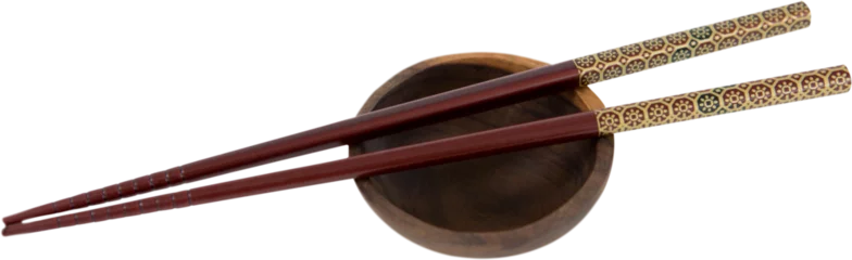 Rolgordijnen Close up of chopsticks with soya sauce © vectorfusionart