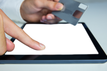 Person using digital tablet 