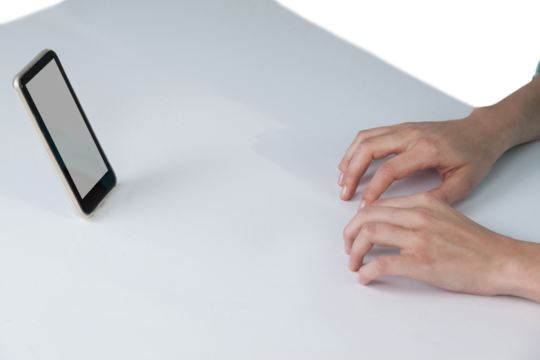 Hand typing on invisible keyboard