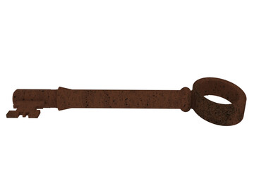 Digitally generated rusty old key