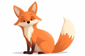 Obraz premium Cute fox cartoon illustration on white background