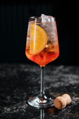 aperol spritz making process. preparing drinks in a bar