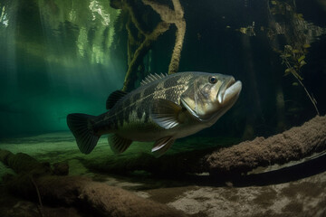 largemouth bass underwater generated by AI