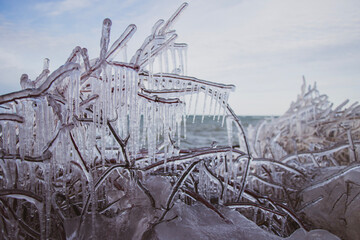 Ice in the winter on Lake Michigan
