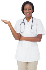 Young nurse presenting