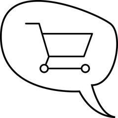 Vector image of shopping cart on speech bubble