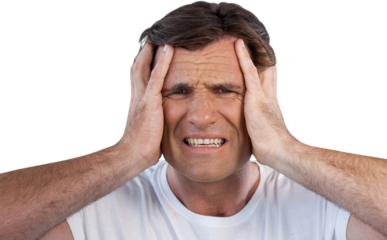 Close-up of irritated mature man clenching teeth