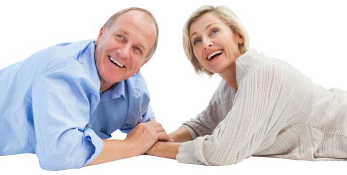 Mature couple lying and smiling