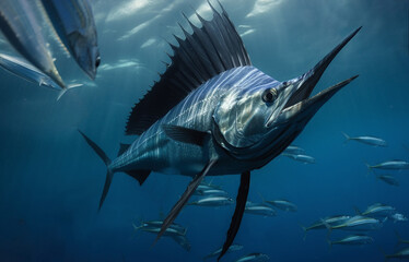 sailfish in the sea under water generated by AI