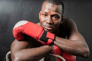 portrait of an african American athlete boxer