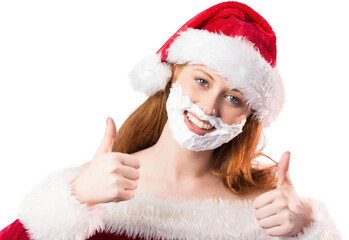 Festive redhead in foam beard