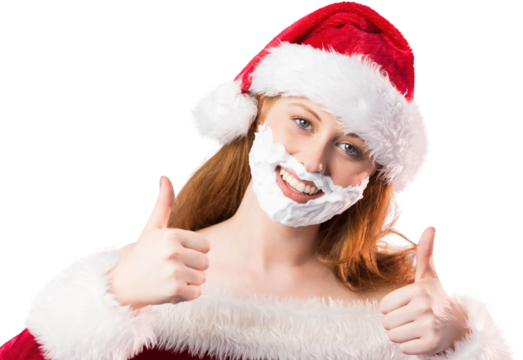 Festive redhead in foam beard