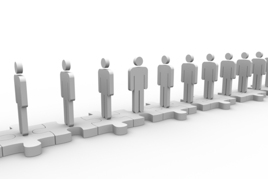 Digital image of human figures in  row