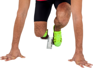 Athlete man in ready to run position