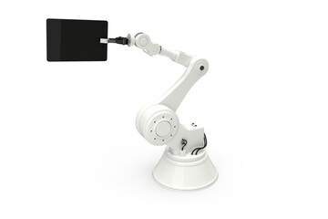 Fototapeta premium Digital composite image of robot and digital tablet