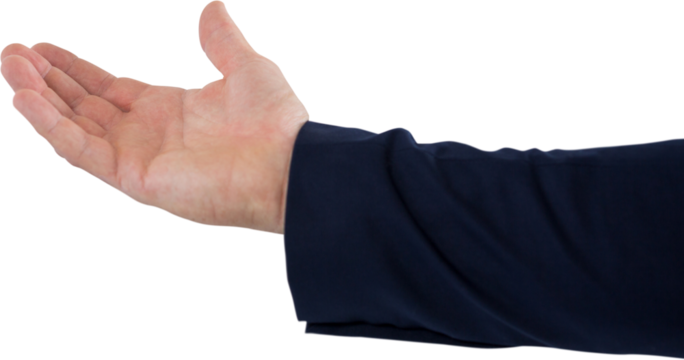 Cropped hand of male executive showing hand