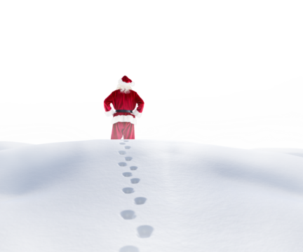 Santa walking in the snow