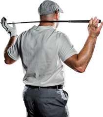 Rear view of golf player holding a golf club