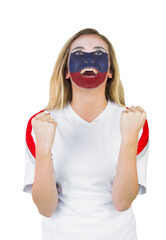 Excited russia fan in face paint cheering