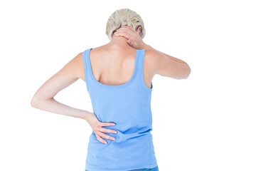 Woman suffering from neck pain 