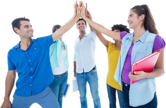 Young business people putting their hands together - Powered by Adobe