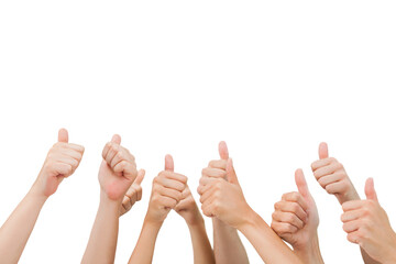 Group of hands giving thumbs up