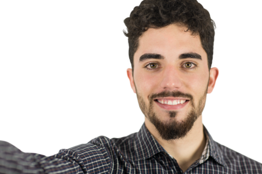 Casual man taking a selfie