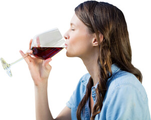 Woman drinking red wine