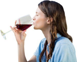 Woman drinking red wine