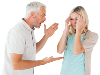 Angry man shouting at his partner