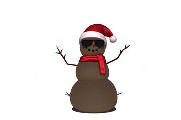 Snowman with Santa hat and shawl