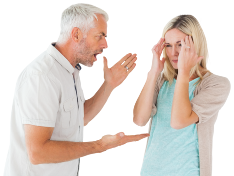 Angry man shouting at his partner