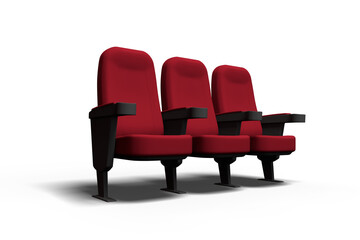 Obraz premium Digital image of three red armchairs