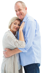 Happy mature couple hugging and smiling