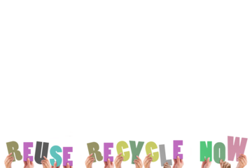 Human hands holding colorful words 