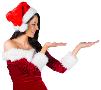 Pretty girl presenting in santa outfit 