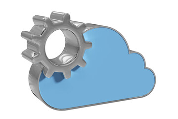 Digitally generated image of gear by cloud shape