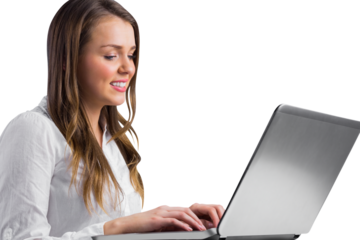 Businesswoman typing on her laptop