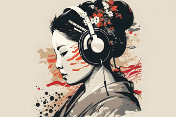 Geisha listening to music