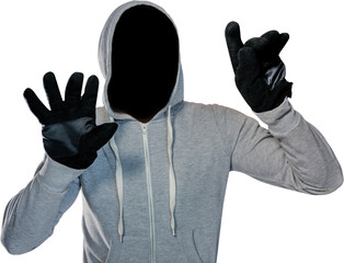 Robber with hood and gloves